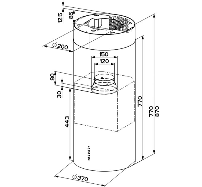 Вытяжка Faber Cylindra Isola Evo Plus Bk Matt A37 (335.0572.104)