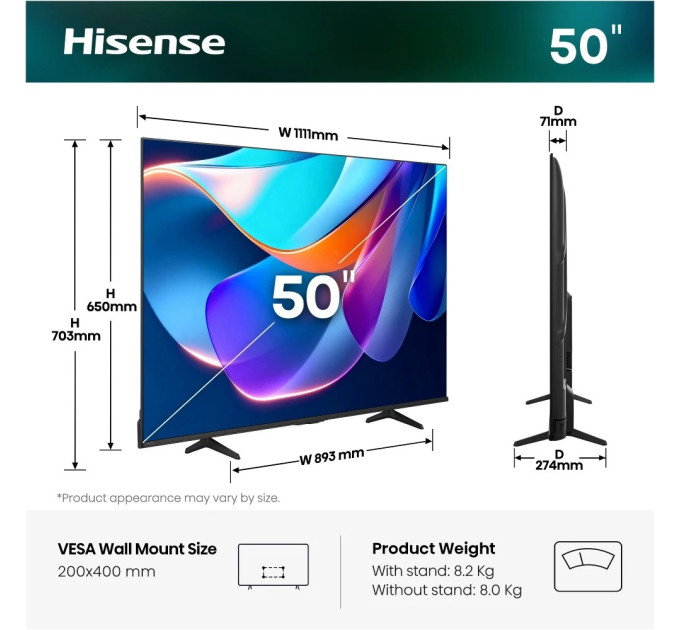 Телевизор HISENSE 50A6S