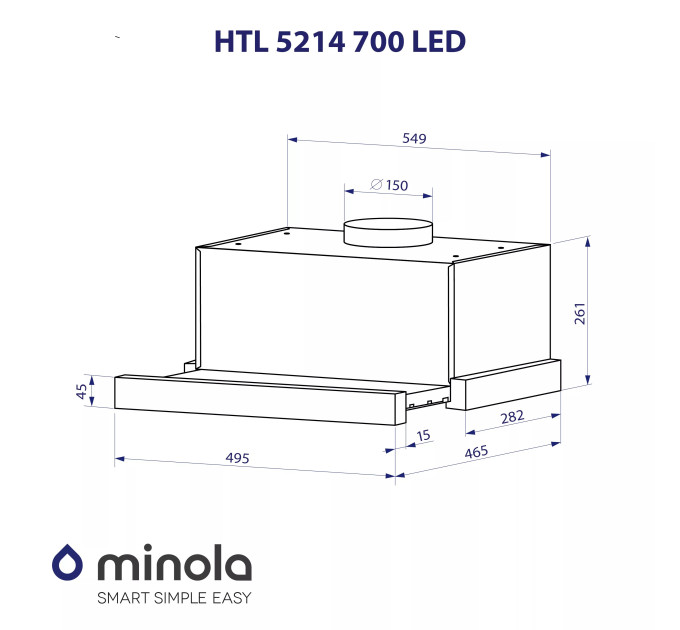 Вытяжка Minola HTL 5214 BL 700 LED