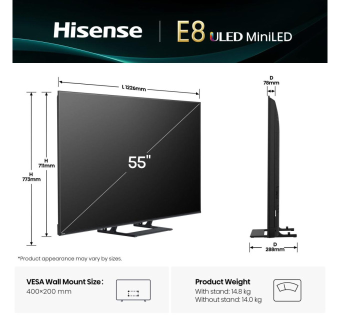 Телевізор HISENSE 55E8Q