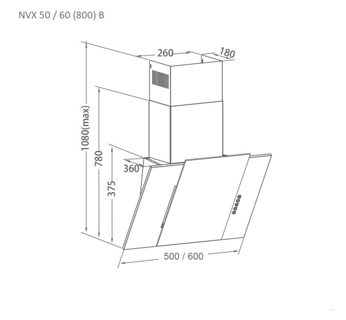 Вытяжка Pyramida NVX 60 (800) B BL