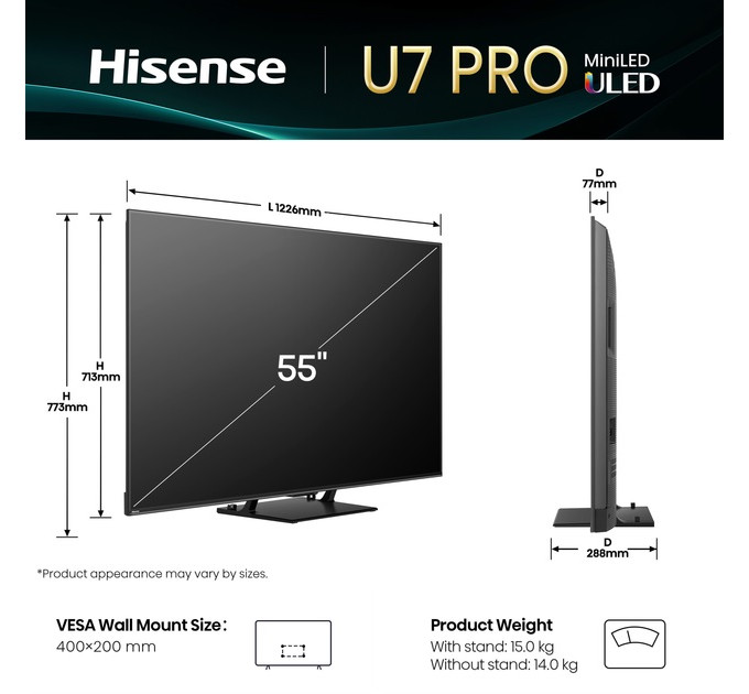 Телевизор HISENSE 55U7Q PRO