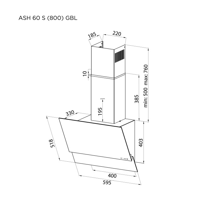 Вытяжка Pyramida ASH 60 S (800) GWH
