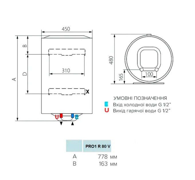 Бойлер Ariston PRO1 R 80 V 1.5 K PL DRY