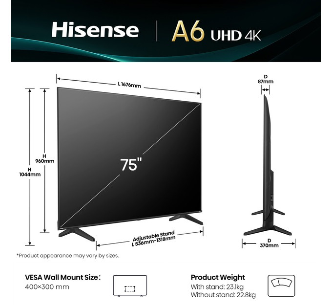Телевизор HISENSE 75A6Q
