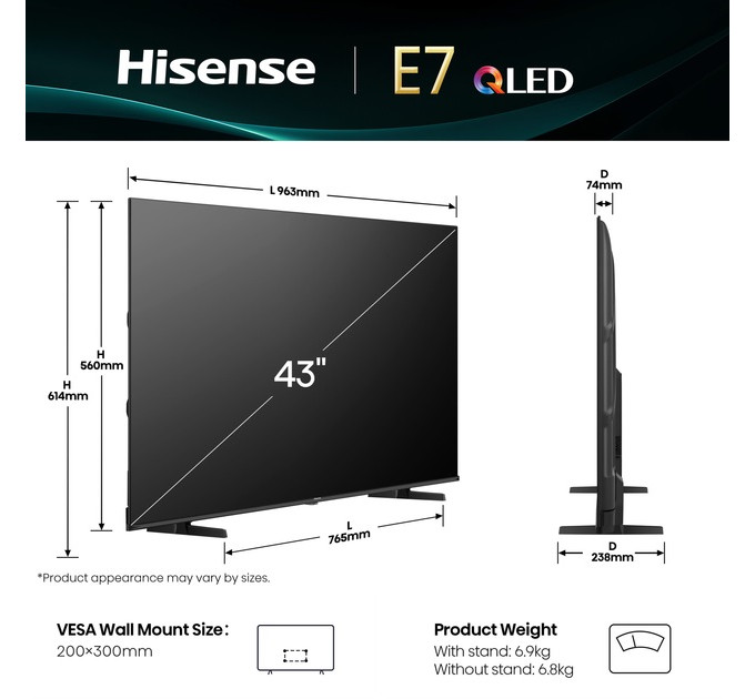 Телевизор HISENSE 43E7Q