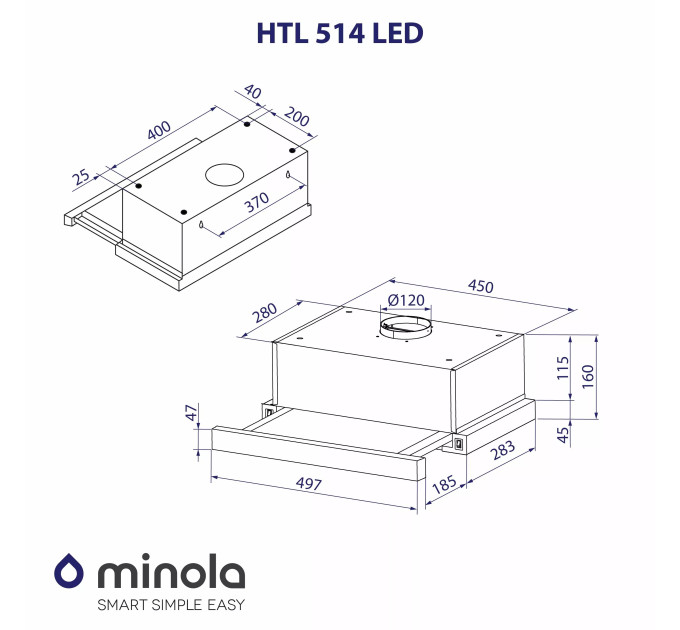 Вытяжка Minola HTL 514 BL LED