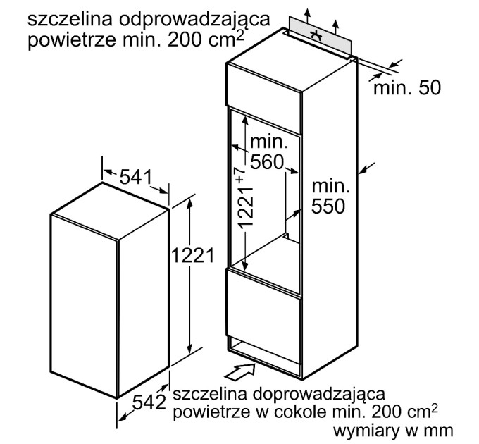 Вбудований холодильник Bosch KIR24V21FF