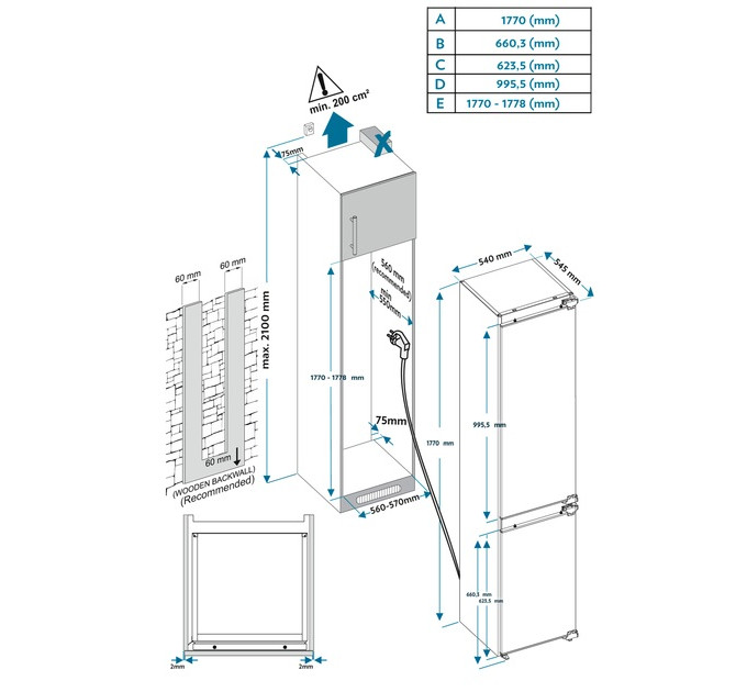 Встраиваемый холодильник Vestfrost IR2795E