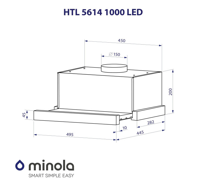 Вытяжка Minola HTL 5614 BLF 1000 LED
