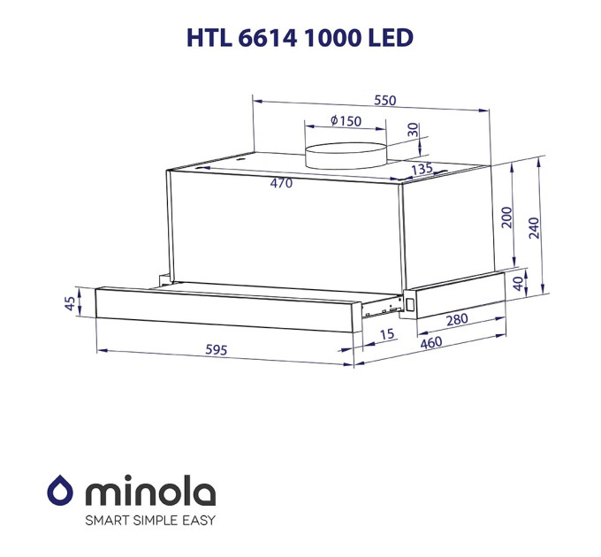 Вытяжка Minola HTL 6614 I 1000 LED