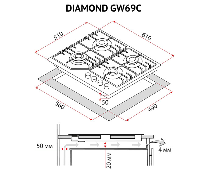 Варочная поверхность Perfelli Diamond GW69C NERO
