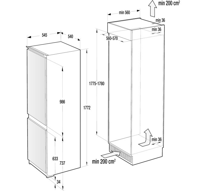 Встраиваемый холодильник  Gorenje NRKI 4181 E1