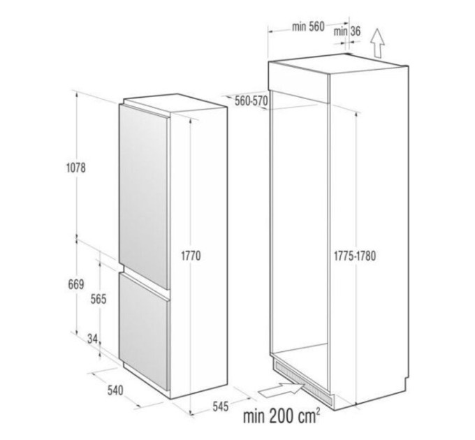 Встраиваемый холодильник Gorenje NRKI4182A1