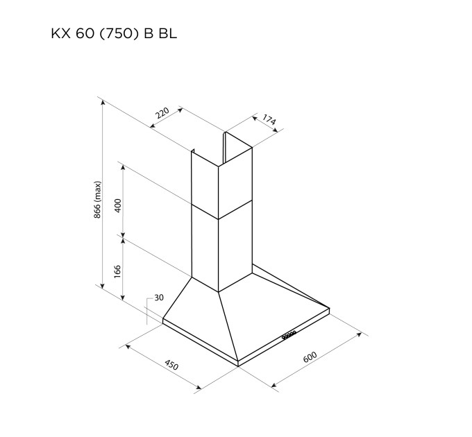 Вытяжка Pyramida KX 60 (750) B BL