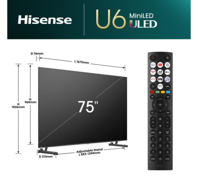 Телевизор HISENSE 75U6NQ