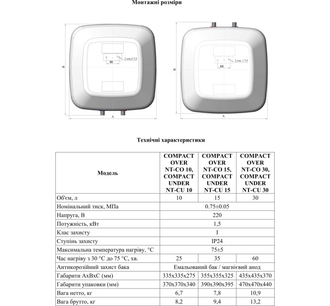 Бойлер Novatec NT-CU 15