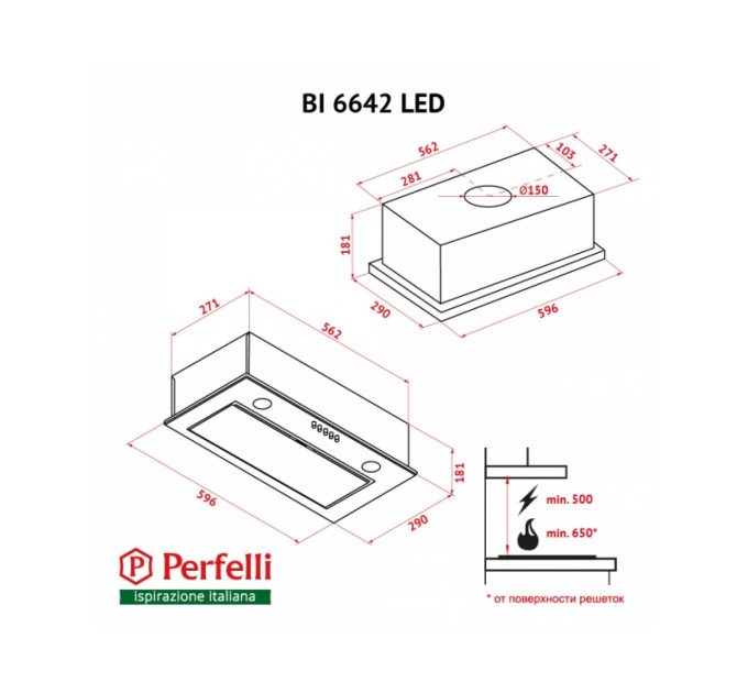 Вытяжка PERFELLI BI 6642 BL LED