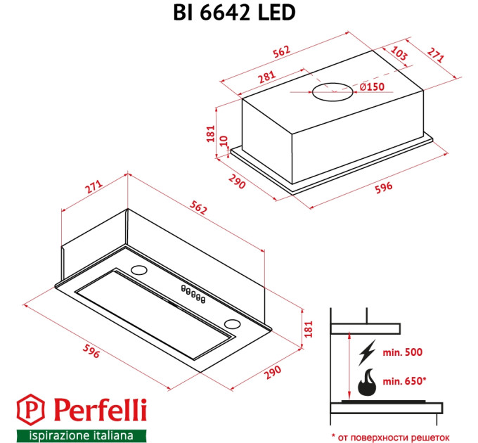 Вытяжка PERFELLI BI 6642 I LED