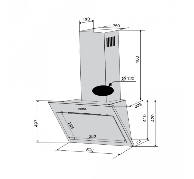 Вытяжка Ventolux VEROLLA 60 WH (750) PB