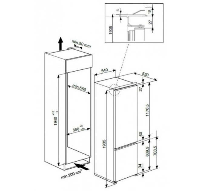 Встраиваемый холодильник Hotpoint-Ariston BCB8020AAFC