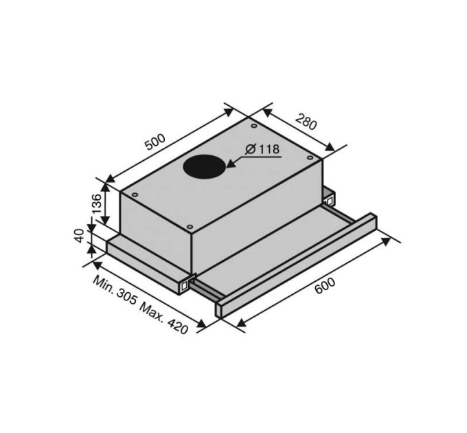 Витяжка Ventolux Garda 60 BK (800) SMD LED