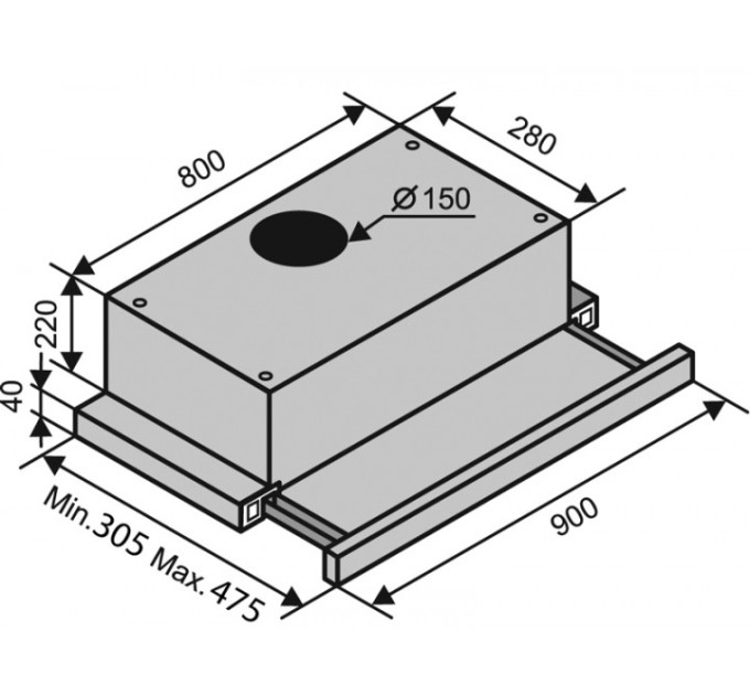 Вытяжка Ventolux Garda 90 INOX (1100) SMD LED