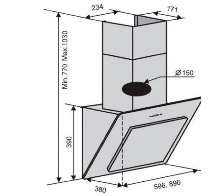 Вытяжка Ventolux TREVI 60BK (1000) (TC) IT