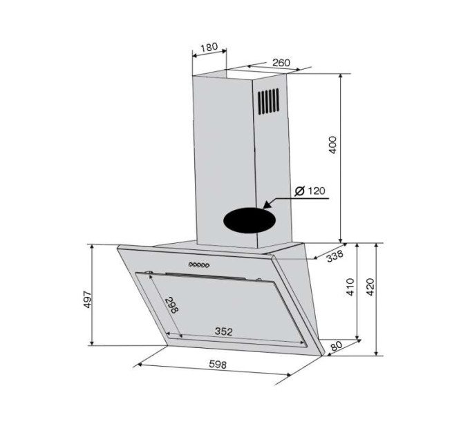 Витяжка Ventolux VEROLLA 60 BK/X (750) PB