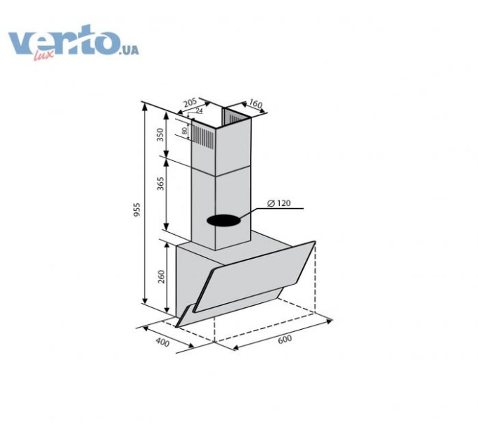 Вытяжка Ventolux RIMINI 60 BK (450) PB