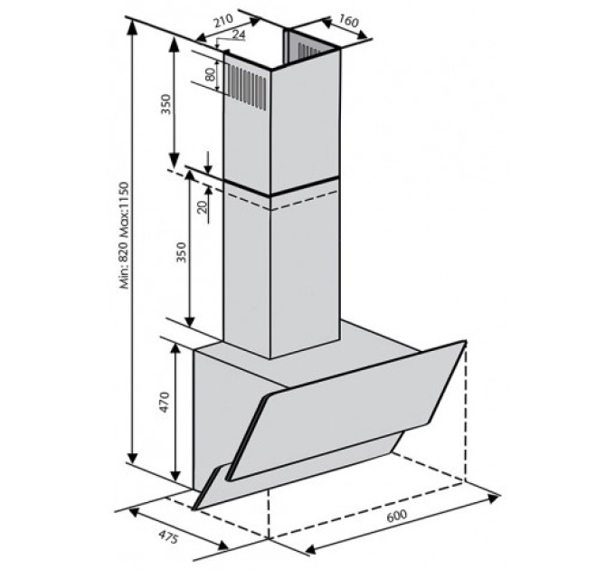 Витяжка Ventolux WAVE 60 BK (1000) TRC IT