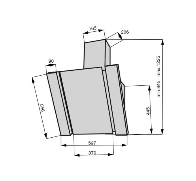 Витяжка Ventolux VITTO 60 BK (1000) TRC MM