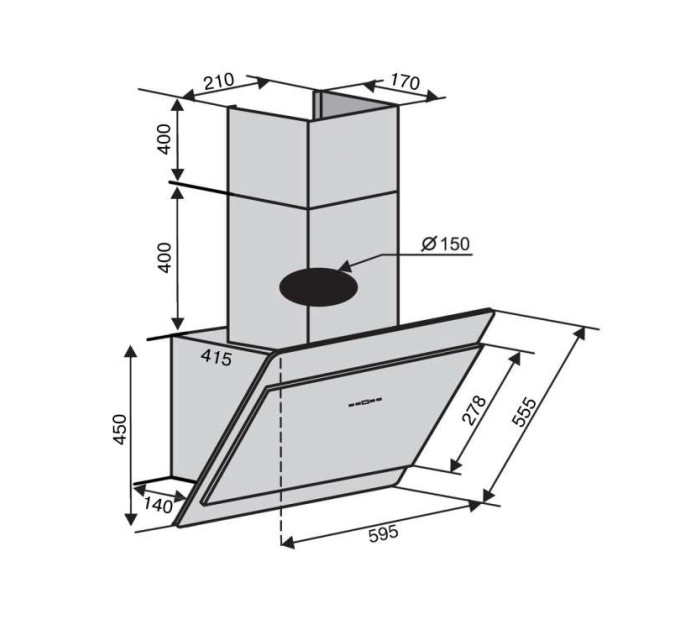 Витяжка Ventolux TREVI 60 BK (1000) TRC MM