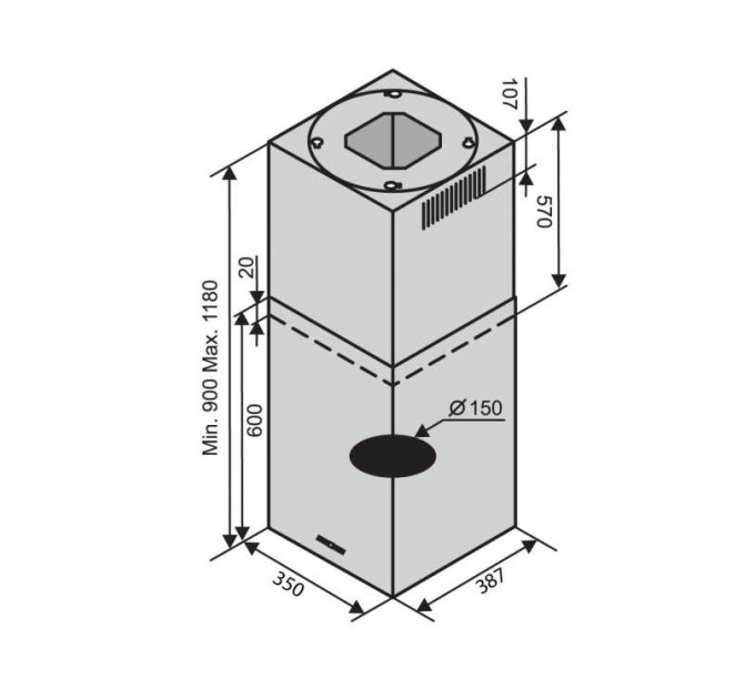 Витяжка Ventolux ISOLA CUBE (1200)