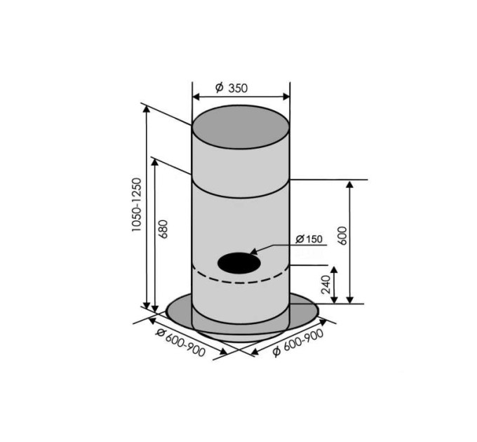 Вытяжка Ventolux ISOLA CILINDRO 90 (1200) GL