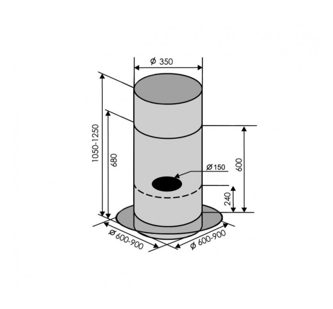 Вытяжка Ventolux ISOLA CILINDRO 60 (1200) GL