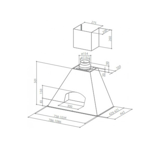 Витяжка FABER AGORA WH9016 A90 SC (без канта)