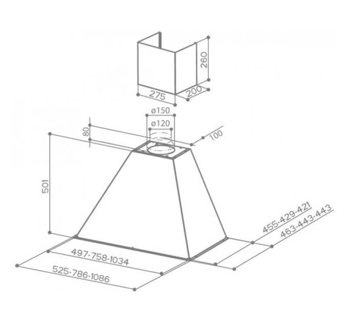 Вытяжка FABER RANCH 90 WH SC H-EP (без канта)