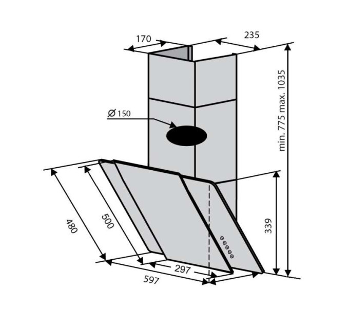 Вытяжка Ventolux TORINO 60 X/BK (750) IT (Италия)