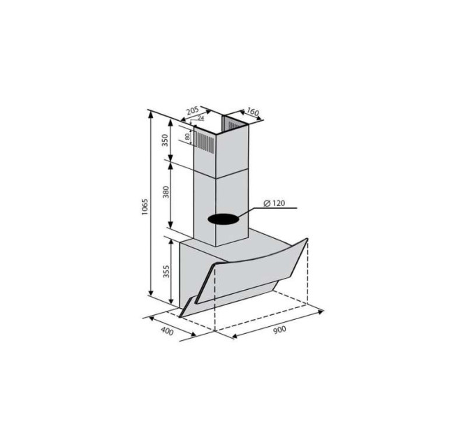 Вытяжка Ventolux WAVE 90 WH (1000) TRC IT