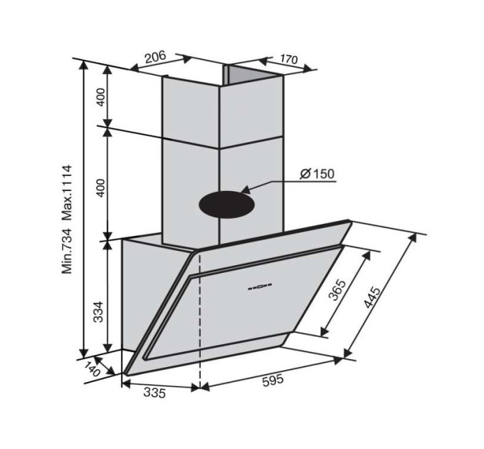 Вытяжка Ventolux TOSCANA 60 BK (800) TC