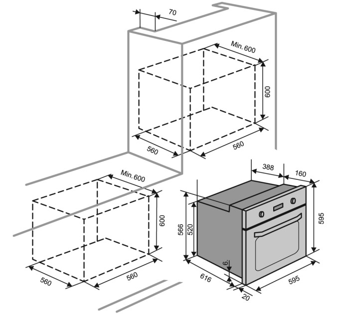 Духова шафа Ventolux EO56M-6 K BK/X