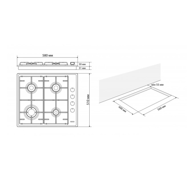 Варочная поверхность Eleyus NOTA 60 BL E