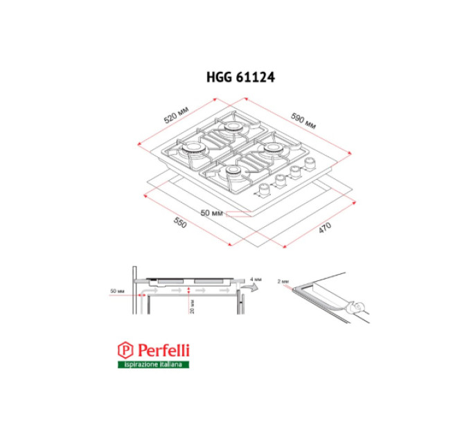 Варочная поверхность Perfelli HGG 61124 BL