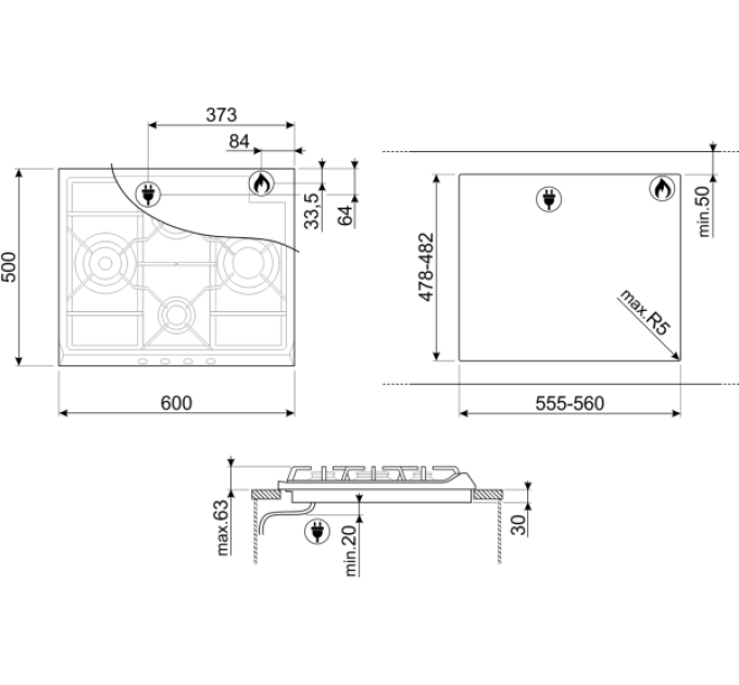 Варочная поверхность Smeg SER60SGH3