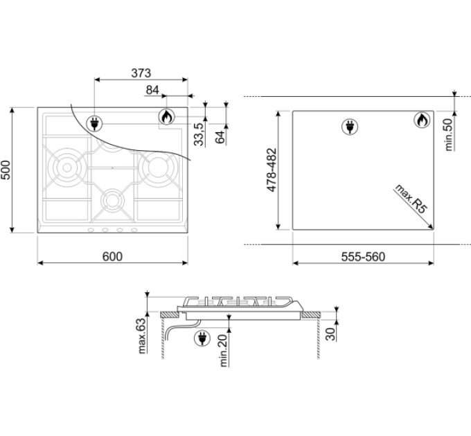 Варильна поверхня Smeg SR764BS