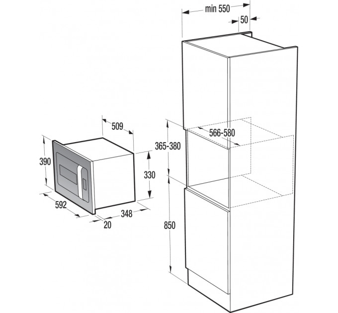 Вбудована свч Gorenje BM 235 ORA-B (MEG555B)