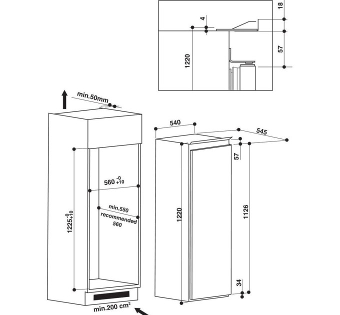 Встраиваемый холодильник Whirlpool ARG 734/A+