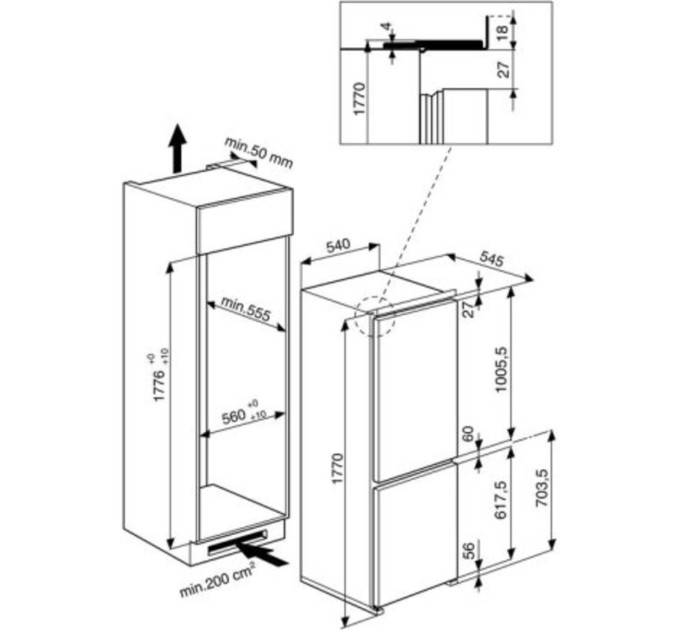 Встраиваемый холодильник Whirlpool ART 6501/A+