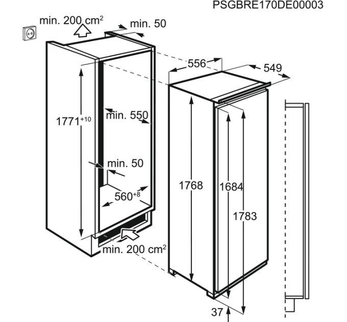 Встраиваемый холодильник Aeg SKE81821DC